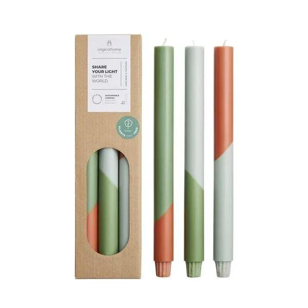 Originalhome Originalhome Diagonale Stabkerzen für bewusste Geschenke , S/3 - paraffinfrei & vegan, Mehrfarbig (eden), – Produktbild 1 von 3