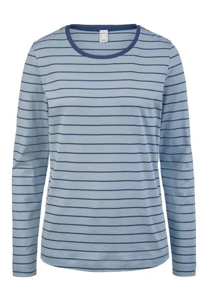 hessnatur hessnatur Langarm-Schlafshirt aus reiner Bio-Baumwolle, Helles jeansblau, – Produktbild 2 von 4