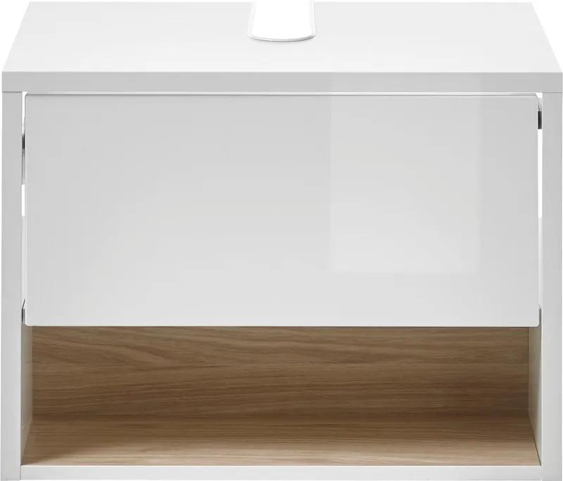 Home affaire Waschbeckenunterschrank Studio Line, Badschrank in Hochglanz Weiß, Waschtisch in zwei Farben verfügbar, ausreichend Stauraum, Weiß, – Produktbild 4 von 8