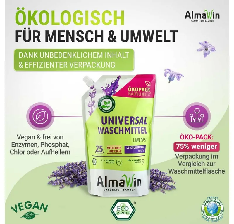 AlmaWin AlmaWin Waschmittel - flüssig Beutel 1,5L Vollwaschmittel – Produktbild 4 von 5