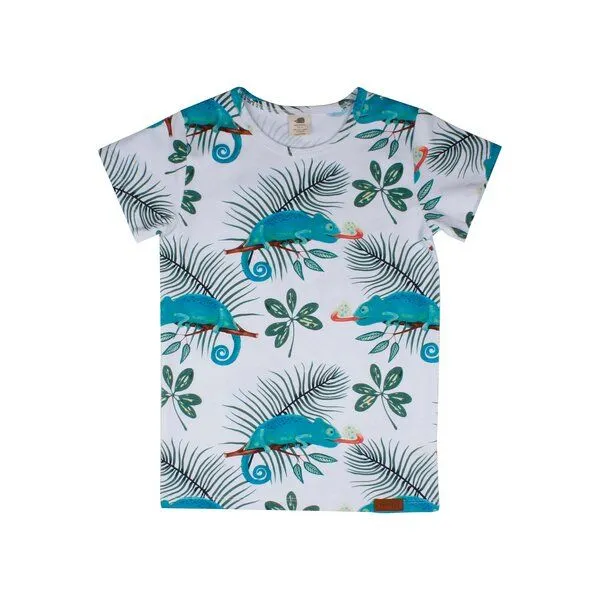 Walkiddy Walkiddy T-Shirt Weiß Chamäleons-Allover Bio-Baumwolle GOTS – Produktbild 2 von 2