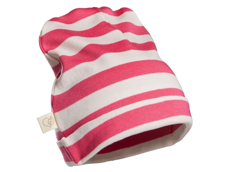 HANS NATUR Kinder Mütze Bio-Baumwolle pink-off white Gr.110/128, Pink, mehrfarbig, – Produktbild 1 von 2