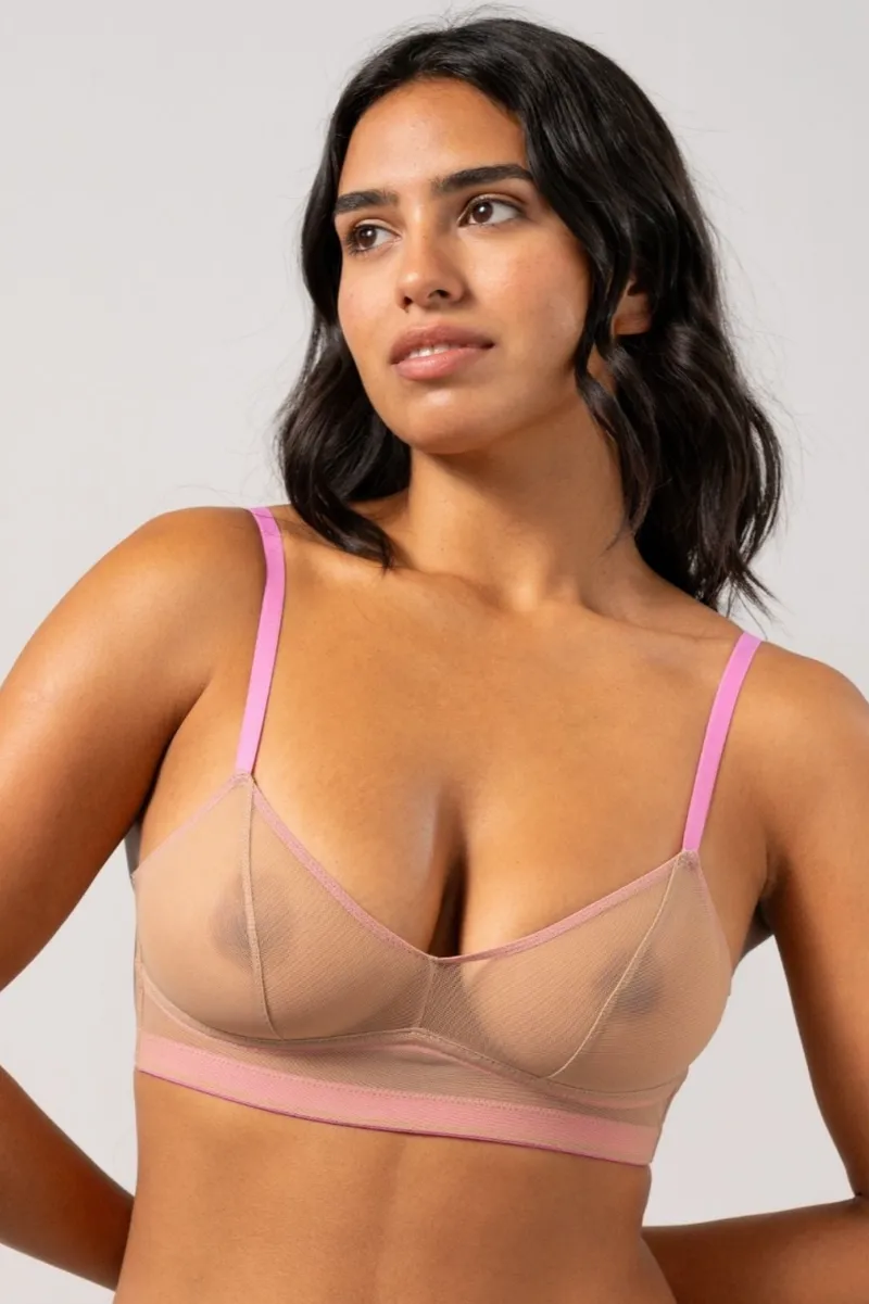 Understatement Understatement Damen vegan Bralette Balconette Mesh Warm/Candy Pink, Hell-pink, – Produktbild 2 von 2