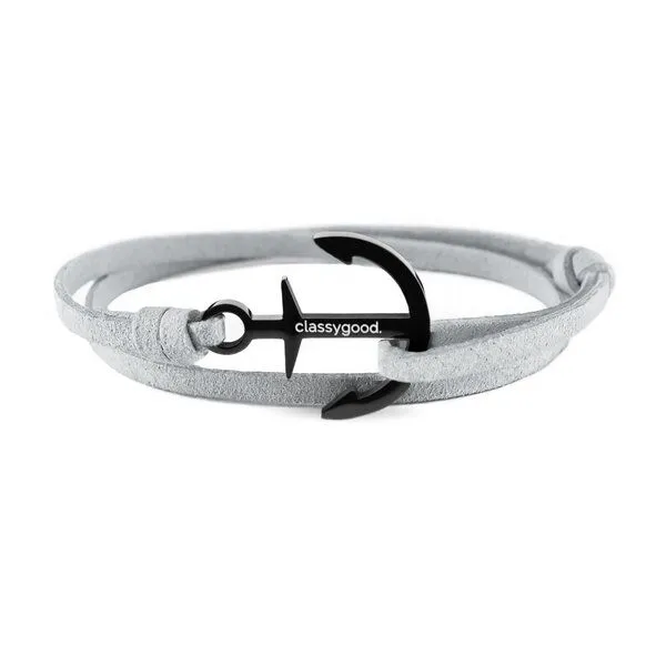 Classygood. Classygood. Anker Armband Edelstahl Alcantara-Leder Band, Grau, – Produktbild 1 von 4