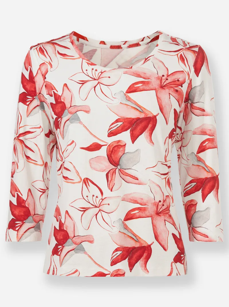 Witt Print-Shirt, Ecru-rot-bedruckt, – Produktbild 1 von 2