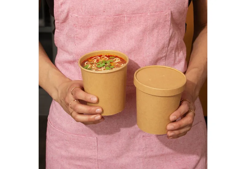 wisefood Einweggeschirr-Set 50-tlg., Bio-Pappdeckel für 200, 300 & 400 ml (50-tlg), Papier, Braun, – Produktbild 2 von 5