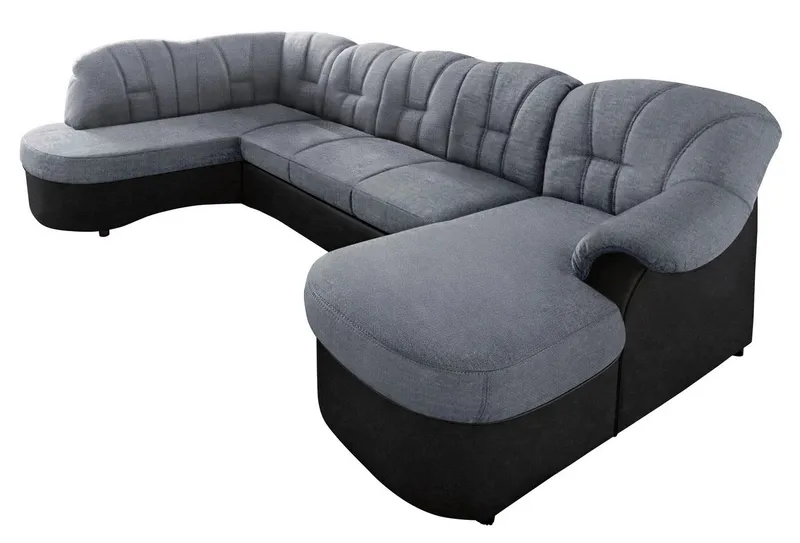 DOMO collection Wohnlandschaft FLORES 293x180x86 cm, hochwertig, komfortabel, U-Form, 3 Teile, wahlw. mit Bettfunktion, wahlw. mit Federkern, Unser Dauertiefpreis, Schwarz|silberfarben, – Produktbild 7 von 8