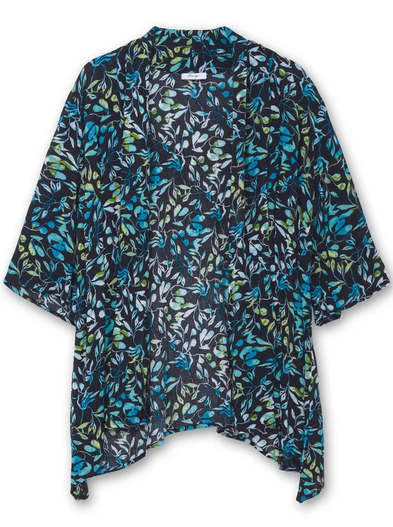 sheego sheego Longbluse tiefblau-bedruckt, Tiefblau-bedruckt, – Produktbild 1 von 3