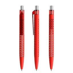 prodir prodir® Druckkugelschreiber QS40 Soft Touch PRT Push, blaue Mine, rot/silber satiniert – Produktbild 1 von 1