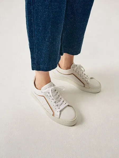 NINE TO FIVE NINE TO FIVE #gràcia - minimalistischer Damen Laced Sneaker aus Bioleder, Rainbow line, – Produktbild 3 von 4