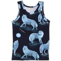 Walkiddy Kinder Unterhemd Bio-Baumwolle dunkelblau Singing Wolves Walkiddy, GOTS-zertifiziert, weich, vegan, fair produziert, ideales Basic unter Pullover und Schlafanzug – Produktbild 1 von 1