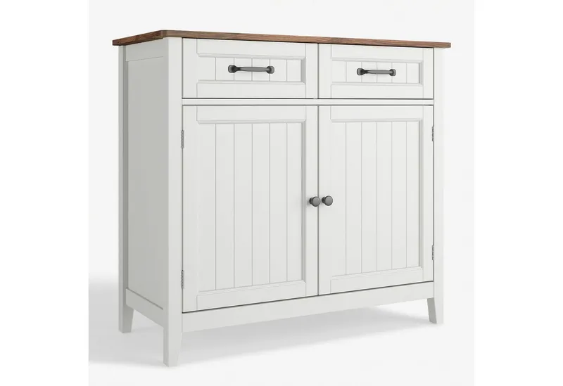 Blishom Buffet Sideboard Küchenschrank mit 2 Schubladen, 90 x 40 x 82 cm Die Einlegeböden sind verstellbar, Retrofarbe, – Produktbild 1 von 5