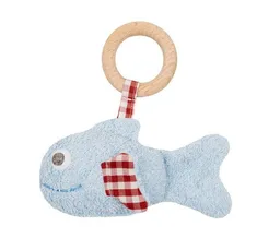 Efie Efie Fisch blau, mit Rassel und Holzring, kbA – Produktbild 1 von 1