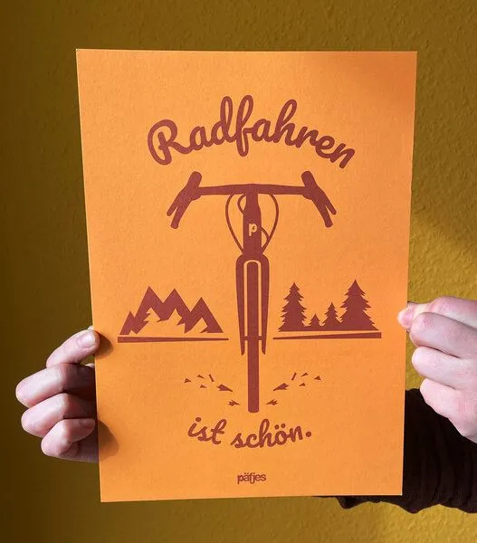 päfjes päfjes Radfahren ist schön / Gravel / Poster A4, Orange, – Produktbild 3 von 4