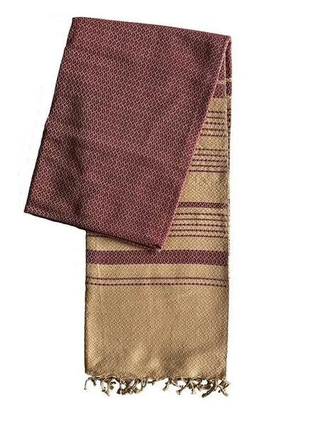 Karawan authentic Karawan authentic Fouta Hamamtuch aus reiner Bio-Baumwolle 200 × 100 cm (Stil SAND), Plum (lila), – Produktbild 4 von 8
