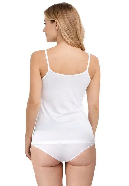 Haasis Bodywear Haasis Bodywear Damen Spitzenträger Top, Glanzeinfass, 2er Pack, Bio Baumwolle, Weiss, – Produktbild 4 von 4