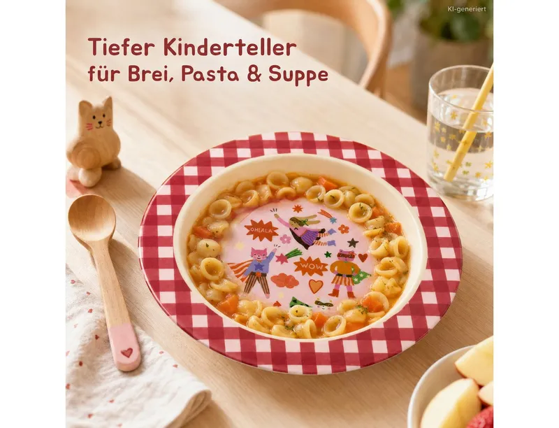 RICE RICE Teller Tiefer Kinderteller 20cm Rot Super Hero Melamin Kindergeschirr, (1 St), Rot, – Produktbild 2 von 5