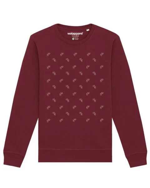 watapparel watapparel Sweatshirt Unisex Fahrräder, Burgundy, – Produktbild 1 von 7