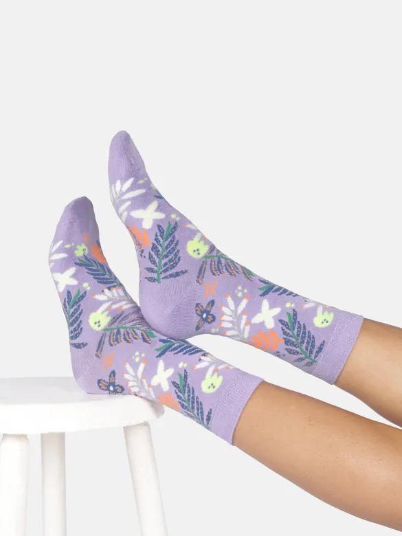 Thought Socken Modell: Summer Leaves, Lavender purple, – Produktbild 1 von 1