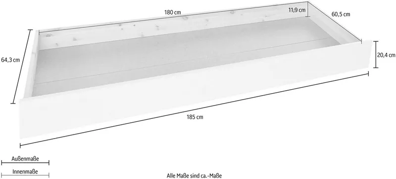 OTTO home Schubkasten "ERIK " nur passend zum Daybed "ERIK", massive Kiefer, auf Rollen, Weiß, – Produktbild 3 von 5