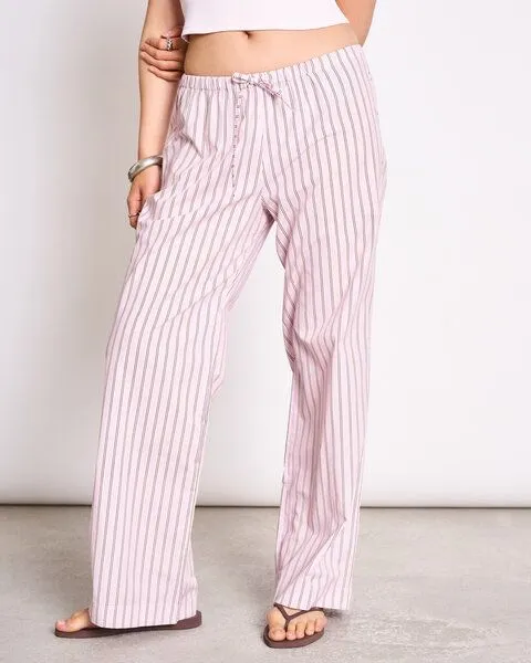 JAN N JUNE JAN N JUNE Weite Mid Rise Baumwollhose CETOS GOTS, Light orchid striped, – Produktbild 1 von 4