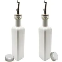 mikken mikken 2x Ölflasche 250 ml (matt schwarz/weiß beschichtet) Dosierflasche mit Ausgießer + Schraubdeckel + 2 Etiketten – Produktbild 1 von 1
