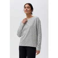 People Wear Organic People Wear Organic Langarmshirt, geringelt, Bio-Baumwolle, Schwarz geringelt, – Produktbild 1 von 1