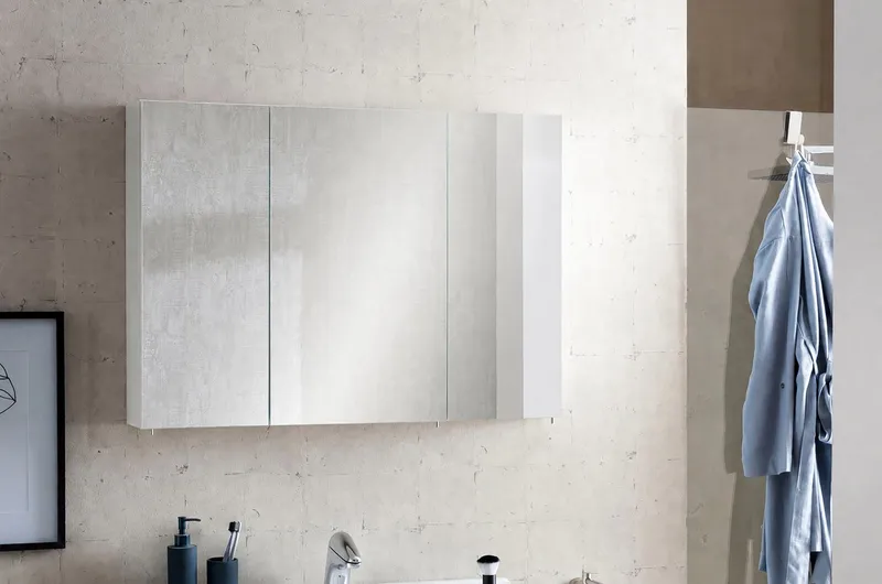 Schildmeyer Spiegelschrank Basic, Spiegelschrank, Made in Germany, B: 90 cm Solide Verarbeitung - Dieses Produkt ist in Deutschland gefertigt, Weiß, – Produktbild 3 von 5