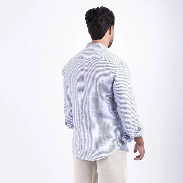 Panareha Panareha CORSICA Gestreiftes Leinen Hemd, Blau, – Produktbild 4 von 4