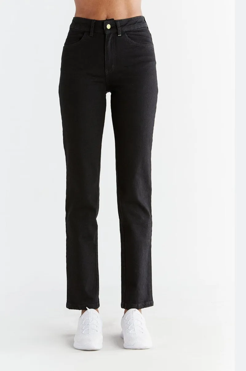 Evermind Evermind Damen vegan Jeans Straight Fit Coal Black, Schwarz, – Produktbild 2 von 2