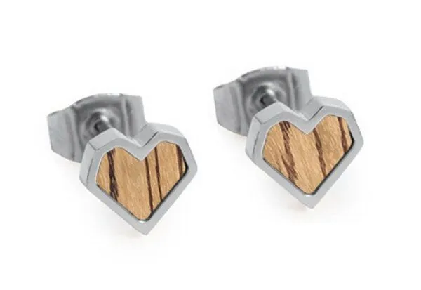 BeWooden BeWooden Herzchen Ohrringe Holz und Edelstahl Kombination, Grey, – Produktbild 1 von 7
