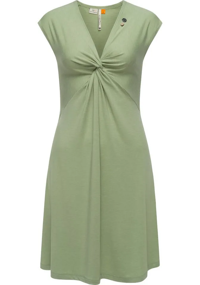 ragwear ragwear Jerseykleid Comfrey Solid stylisches Sommerkleid mit tiefem V-Ausschnitt, Grün, – Produktbild 2 von 3