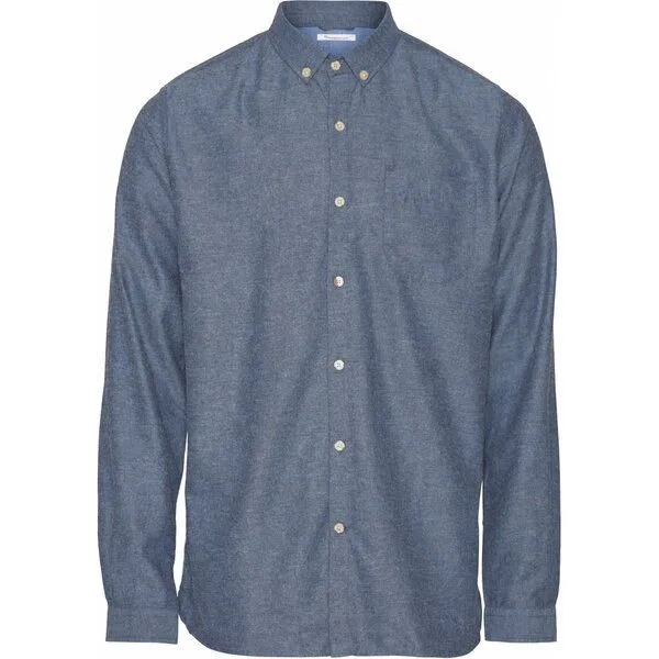 KnowledgeCotton Apparel KnowledgeCotton Apparel Flanellhemd- Elder Regular Fit - aus Biobaumwolle, Dunkelblau (dark denim), – Produktbild 1 von 2