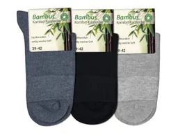 Die Sockenbude Kurzsocken BAMBUS (Bund, 3-Paar, grau, blau, schwarz) mit weichem Komfortbund ohne Gummi – Produktbild 1 von 1