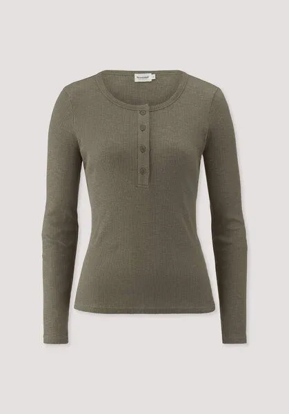 hessnatur hessnatur Longsleeve Henley Slim aus Bio-Baumwolle, Silbergrün, – Produktbild 4 von 4