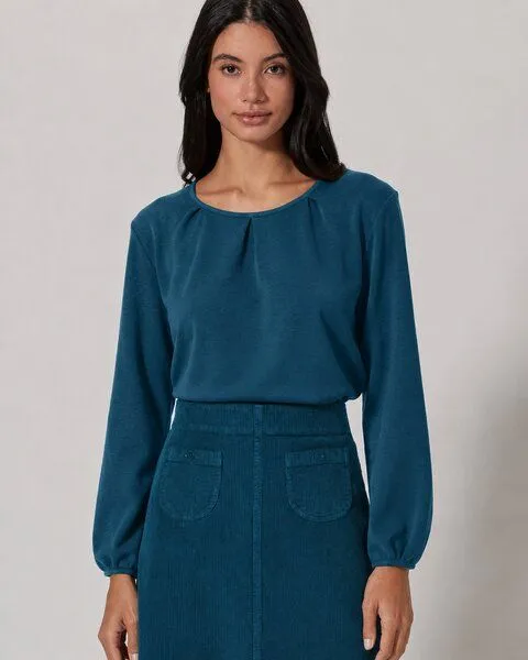 HempAge HempAge Damen Jerseybluse aus Hanf/Biobaumwolle, Reef (blau), – Produktbild 1 von 4