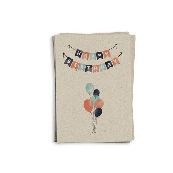matabooks® matabooks® A6 Grußkarte/Klappkarte aus nachhaltigem Graspapier, Happy birthday, – Produktbild 1 von 4