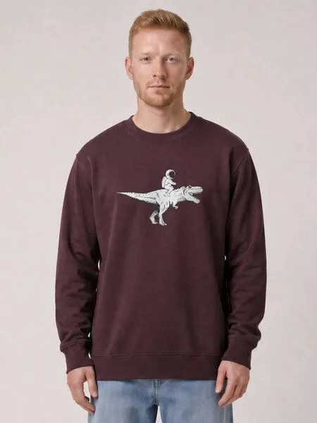 watapparel watapparel Sweatshirt Unisex Astronaut on T-Rex, Red brown, – Produktbild 2 von 2