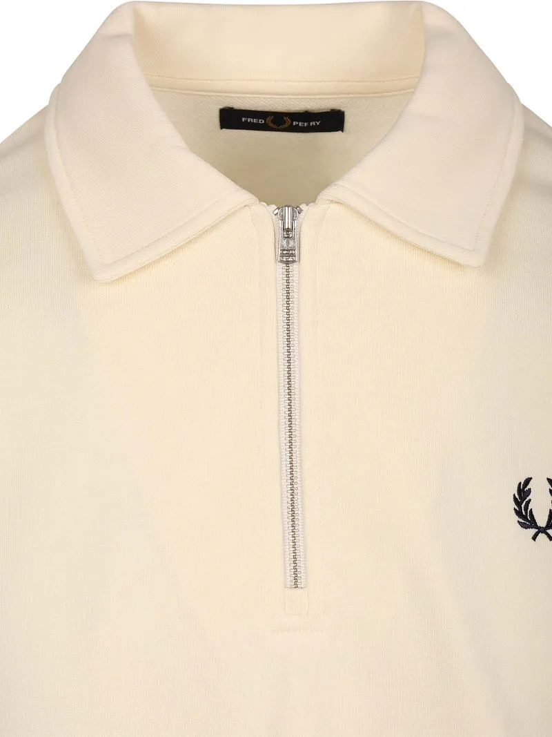 Fred Perry Fred Perry Longsleeve Half Zip Poloshirt Ecru - Größe L, Weiß, – Produktbild 5 von 5