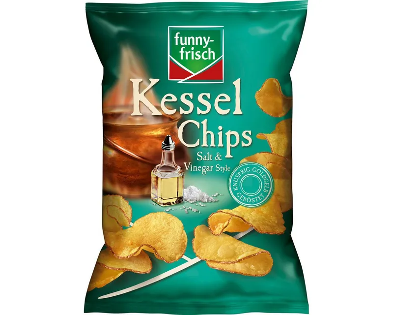 Funny-frisch Funny-frisch Knabberei, funny frisch Kessel Chips Salt und Vinegar glutenfrei vegan 120g – Produktbild 1 von 2