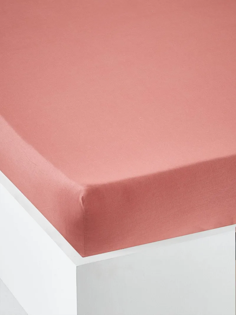 Vertbaudet Kinder Spannbettlaken uni, Ziegel, – Produktbild 1 von 3