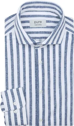 Pure Pure Shirt Linen Optics Stripe Blau - Größe 38 (S) – Produktbild 1 von 1