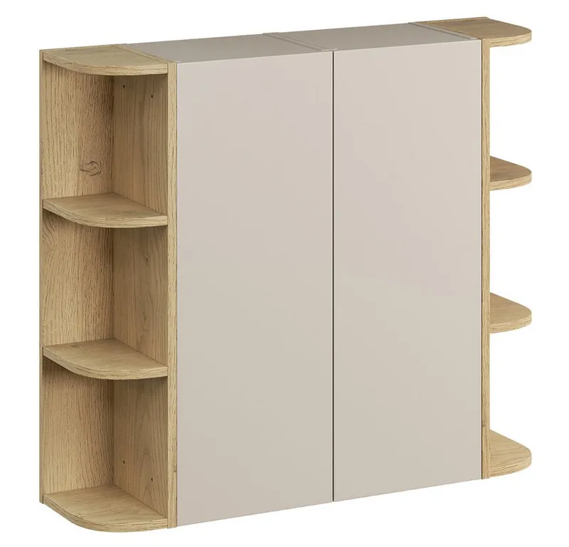 Lomadox Hängeschrank DURANGO-56 90 cm breit in Eiche und kaschmit, 2 Türen, 6 Fächer, Braun, – Produktbild 1 von 4