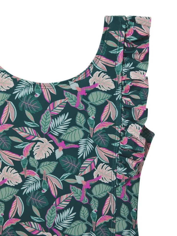 Vertbaudet Vertbaudet Badeanzug Mädchen Badeanzug mit Tropenprint, Grün, – Produktbild 4 von 4