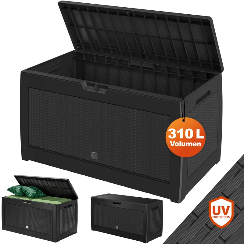 Casaria® Gartenbox Rato 310L Anthrazit Rattan Optik wasserdicht, Anthrazit, – Produktbild 2 von 2