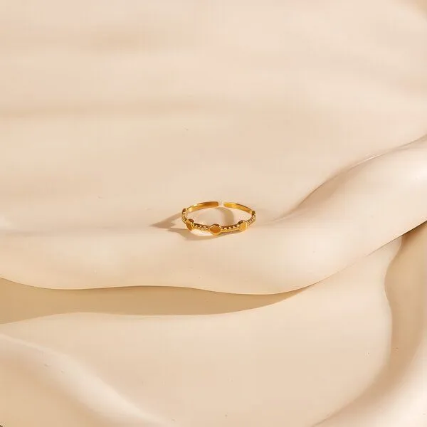 ELEKTROPULLI Größenverstellbarer Fine Dots Ring ca. Ø 17mm von Elektropulli, Gold, – Produktbild 3 von 4