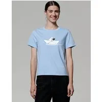 watapparel watapparel T-Shirt Frauen Astronaut in paper boat, Blue soul, – Produktbild 1 von 1