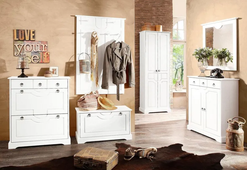 OTTO home Garderoben-Set Klera, (Set, 4-St), 4-teilig, aus massiver Kiefer, FSC®-zertifiziert, Weiß, – Produktbild 1 von 5