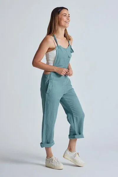 Flax and Loom Flax and Loom Leinen Latzhose Mary Lou, Retro blue (grün), – Produktbild 8 von 8