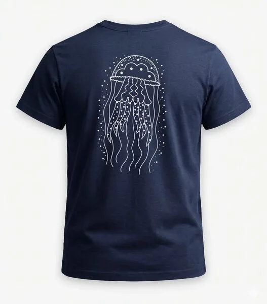 vis wear vis wear Qualle - Göttin im Ozean – Unisex Organic T-Shirt, Navy, – Produktbild 1 von 1